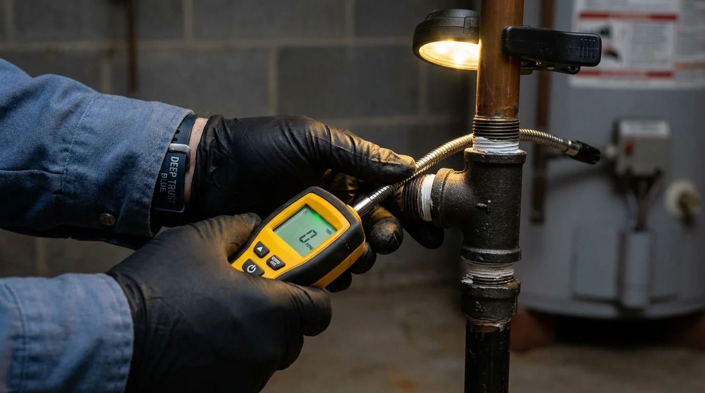 Gas leak detection with electronic sniffer by Johns Plumbing LLC in Wingate